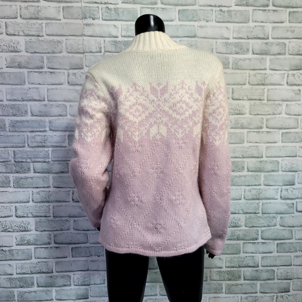 High Sierra Angora Wool Ombre Fair Isle Knit Sweater Pink Cream Made Hong Kong L - Picture 5 of 7